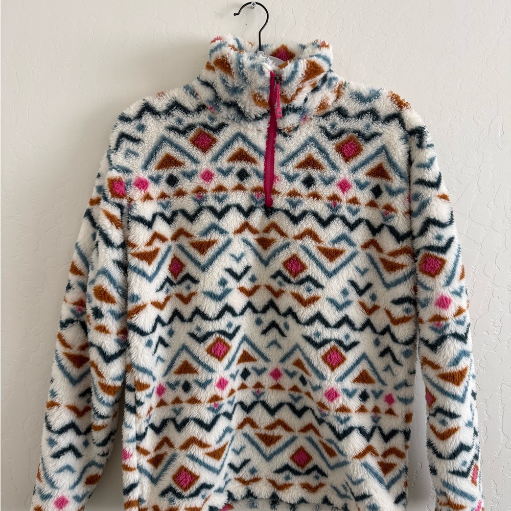 Eddie Bauer Multicolor Patterned Fleece Sweater